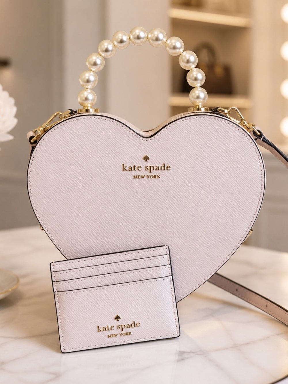 Kate Spade Heart Crossbody Bag with Pearl Handle - Lavender